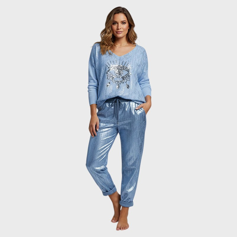 Mira | Třpytivý svetr s motivem oka