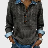 Elise | Halenka s efektem pleteniny a džínovými detaily