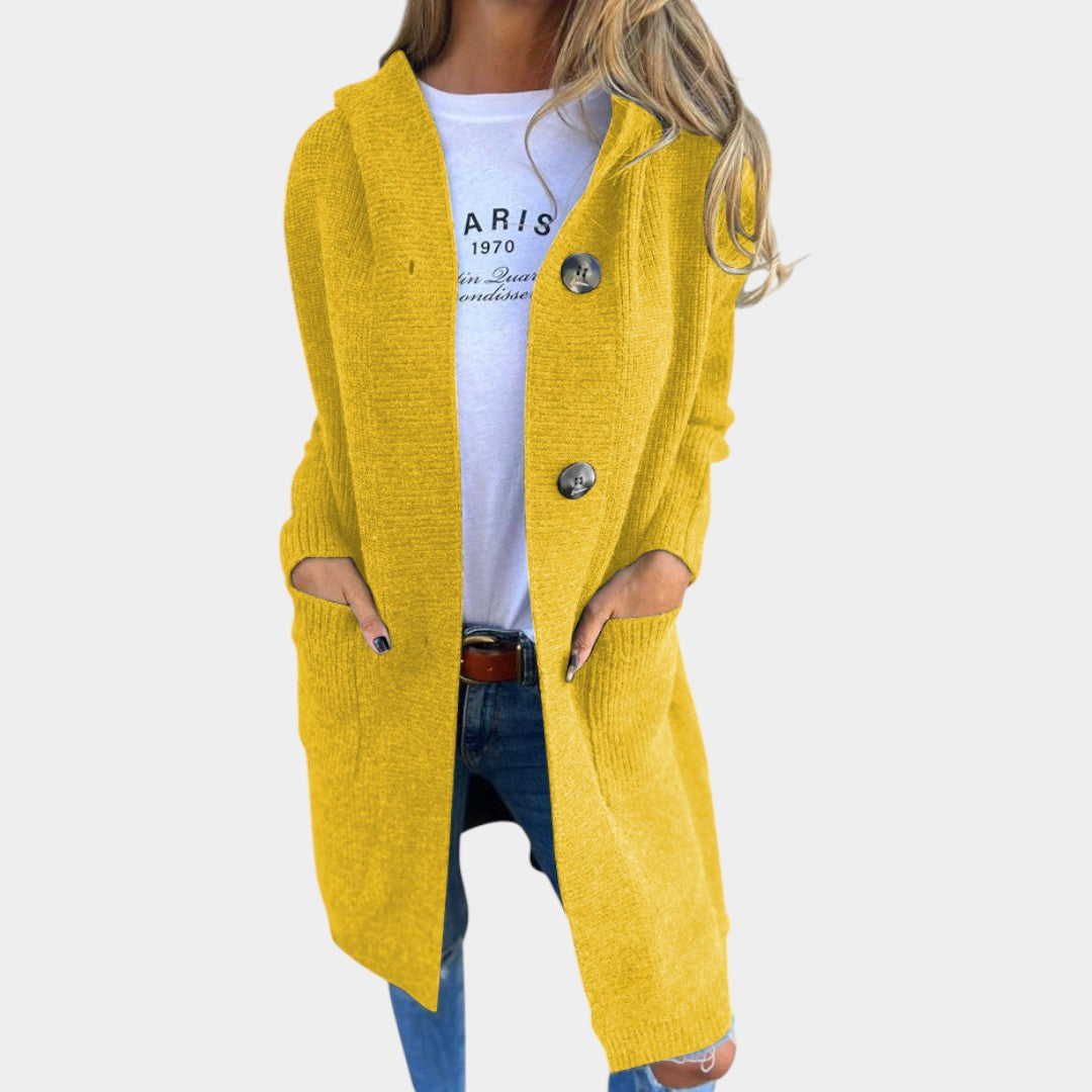 Adriana - Dlouhý elastický kardigan na knoflíky