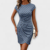 Emma - Šaty s krátkým rukávem ve tvaru tulipánu s celoplošným potiskem