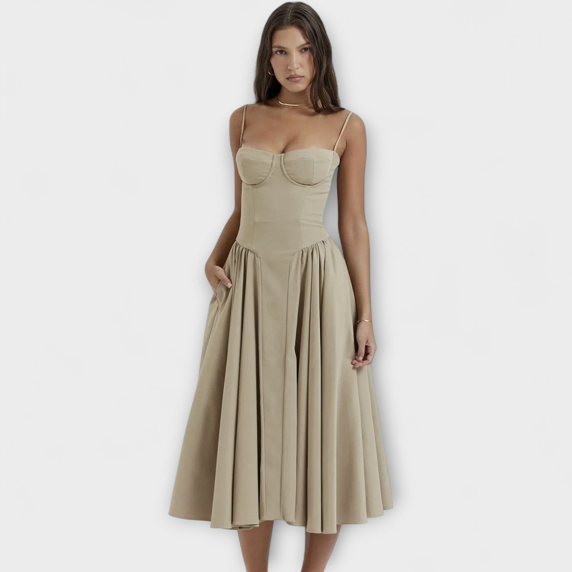 Rosalie - Elegantní bezrukávový korzetový šaty