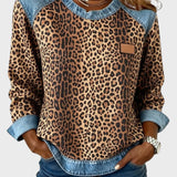 Roxy | Top s leopardím vzorem a džínovými lemy