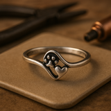Mailen™ | Vintage Stříbrný Prsten s Otiskem a Srdcem