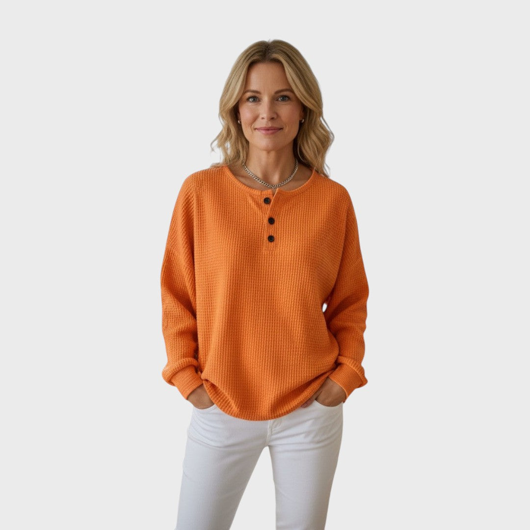 Helle | Vaflový úpletový svetr s knoflíky