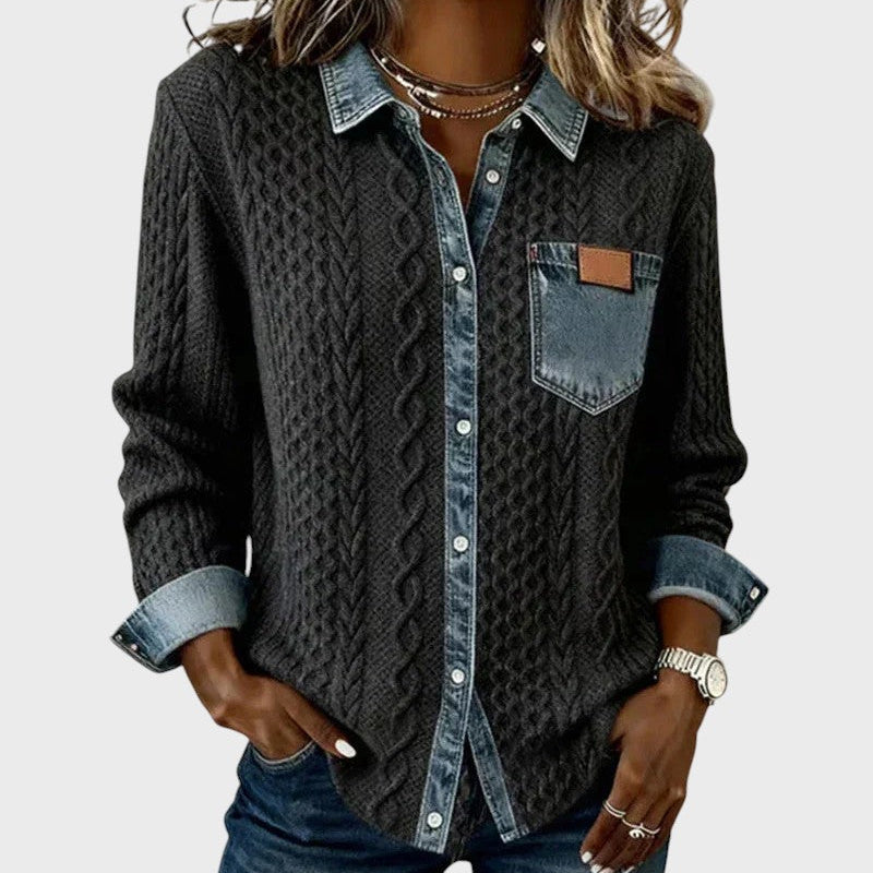 Mia | Pletený kardigan s džínovými detaily