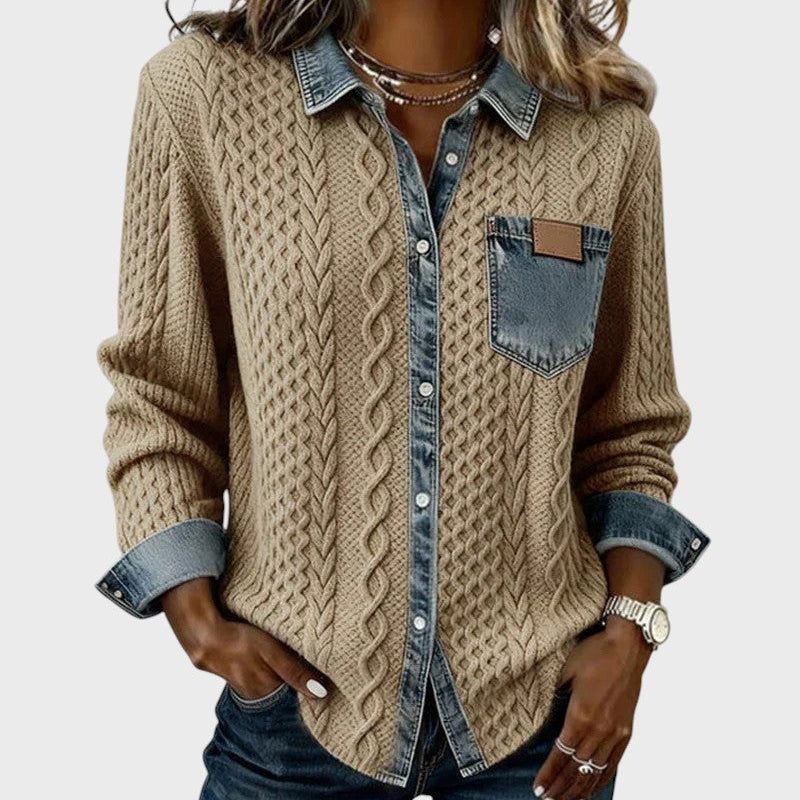 Mia | Pletený kardigan s džínovými detaily