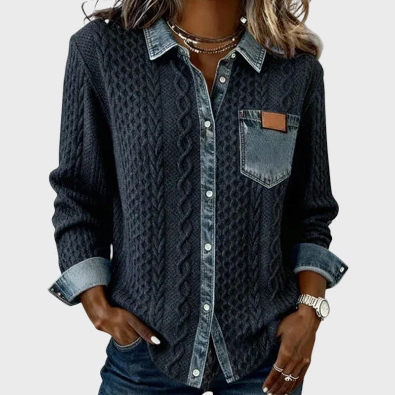 Mia | Pletený kardigan s džínovými detaily