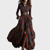 Scarlett | Dlouhé košilové šaty s kostkovaným vzorem