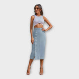 Karolína Sofistikovaná Maxisukně Se Knoflíky Vzdušná