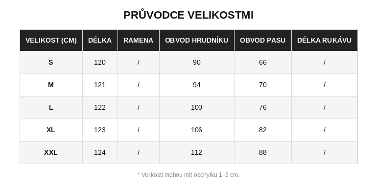Size guide for Amelia - Šaty s kulatým výstřihem a květinovým vzorem