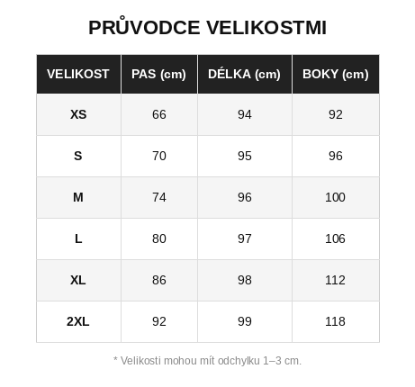 Size guide for Věnceslava Elegantní Saténová Midi Sukně Univerzálnost