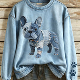 Vida - Patchwork mikina s francouzským buldočkem pro dámy