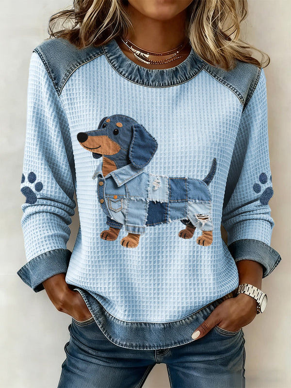 Julia - Okouzlující jezevčík s patchwork denim