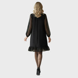 Věra| Šaty s tylovými rukávy a kovovými detaily